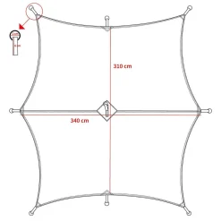 Hexagon-Tarp 340 x 310 cm
