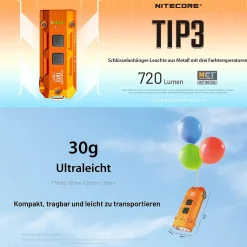 LED Mini-Taschenlampe TIP 3 - 720 Lumen, MCT