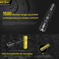 LED Taschenlampe MH10 V2 - 1200 Lumen