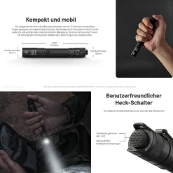 LED Taschenlampe MT2A PRO - 1000 Lumen
