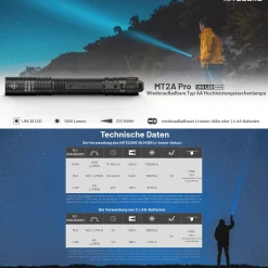 LED Taschenlampe MT2A PRO - 1000 Lumen