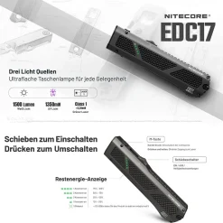 LED-Taschenlampe EDC17 - 1500 Lumen UV und Laser