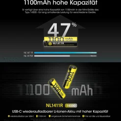 Li-Ion Akku 14500 - 1100mAh USB-C - NL1411R