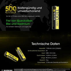 Li-Ion Akku 14500 - 1100mAh USB-C - NL1411R