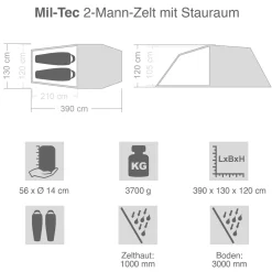 2-Mann-Zelt mit Stauraum