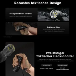 Tactical LED Taschenlampe TM9K Pro - 9900 Lumen