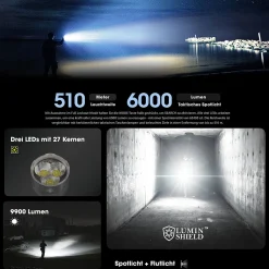 Tactical LED Taschenlampe TM9K Pro - 9900 Lumen