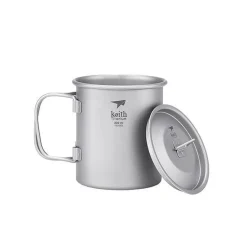 Titan Becher mit Klappgriff und Deckel