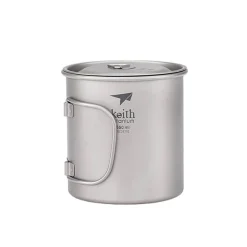 Titan Becher mit Klappgriff und Deckel